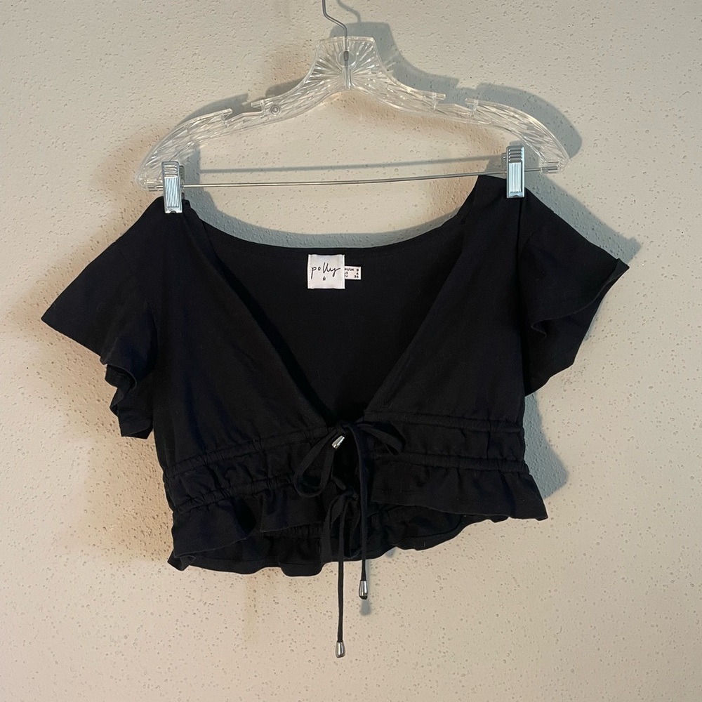 Princess Polly Black Ruffle Crop Top